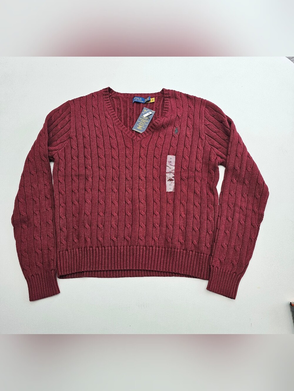Polo by Ralph Lauren Women's Cotton Cable-Knit V-Neck Sweater